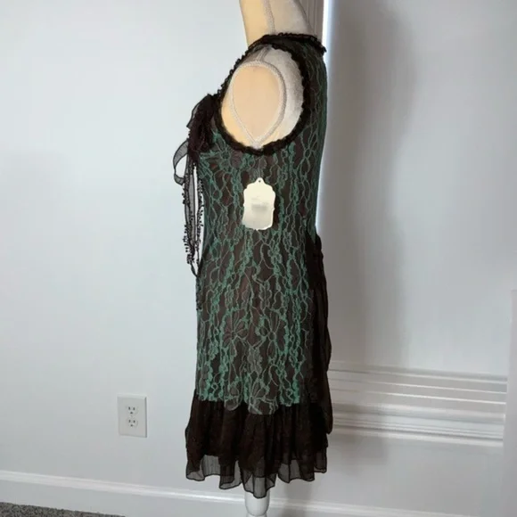 Altar’d State NWT Mint Green and Brown Lace Sleeveless Dress with Bow Size Small - Picture 4 of 11